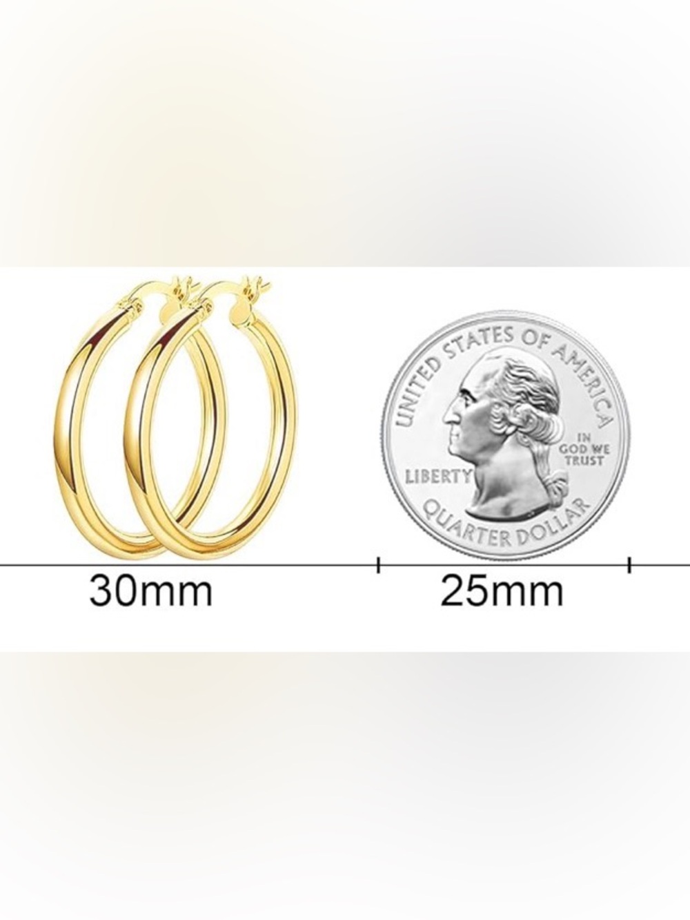#115 Gold Plated Classic Hoop Earrings - Picture 2 of 4